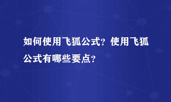 如何使用飞狐公式？使用飞狐公式有哪些要点？