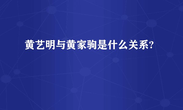 黄艺明与黄家驹是什么关系?