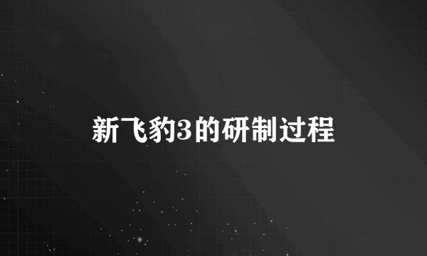 新飞豹3的研制过程