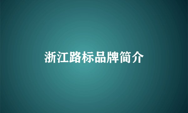 浙江路标品牌简介