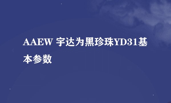 AAEW 宇达为黑珍珠YD31基本参数