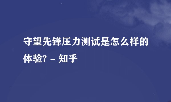 守望先锋压力测试是怎么样的体验? - 知乎