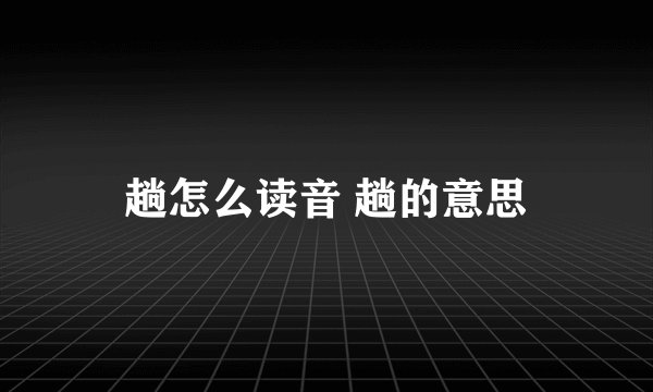 趟怎么读音 趟的意思