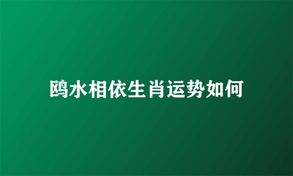 鸥水相依生肖运势如何