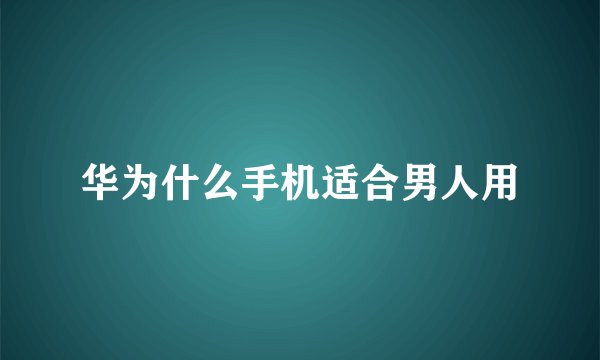 华为什么手机适合男人用