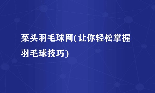 菜头羽毛球网(让你轻松掌握羽毛球技巧)