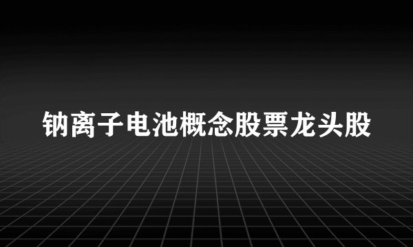 钠离子电池概念股票龙头股