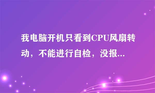 我电脑开机只看到CPU风扇转动，不能进行自检，没报警声，是主板还是CPU的故障啊？