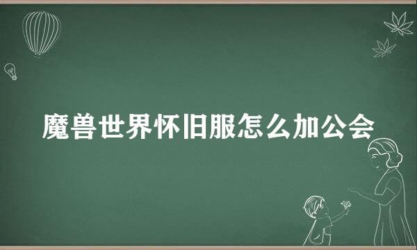 魔兽世界怀旧服怎么加公会