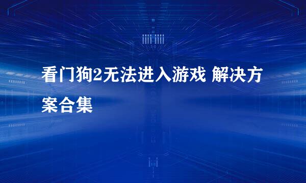 看门狗2无法进入游戏 解决方案合集