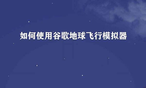 如何使用谷歌地球飞行模拟器