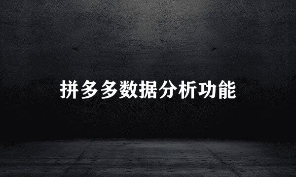 拼多多数据分析功能