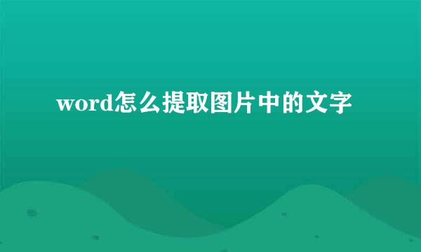word怎么提取图片中的文字