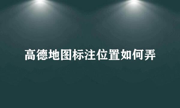 高德地图标注位置如何弄