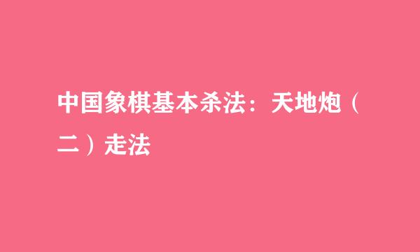 中国象棋基本杀法：天地炮（二）走法