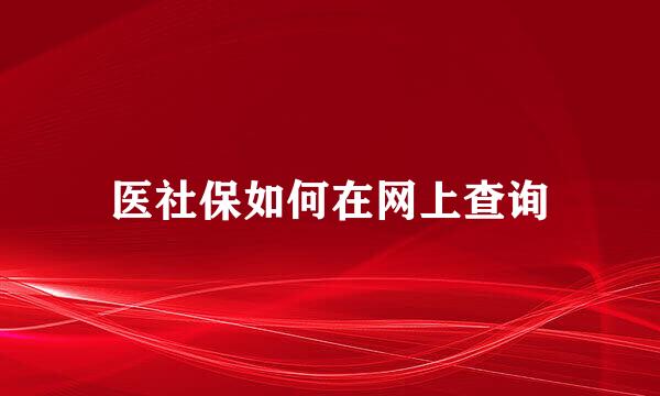 医社保如何在网上查询
