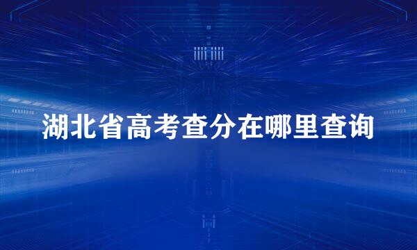 湖北省高考查分在哪里查询