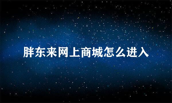 胖东来网上商城怎么进入