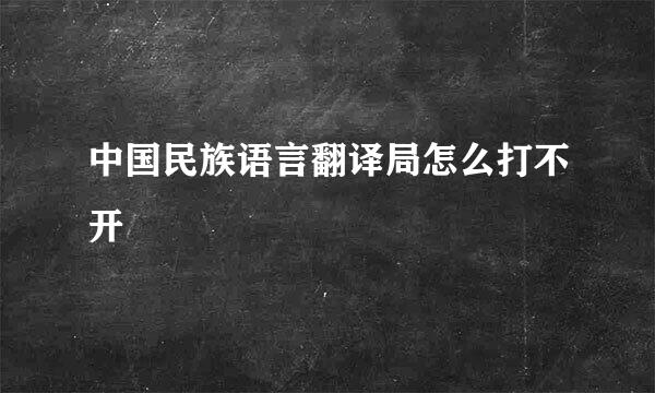 中国民族语言翻译局怎么打不开