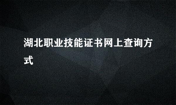 湖北职业技能证书网上查询方式