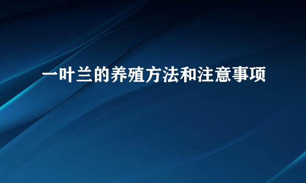 一叶兰的养殖方法和注意事项