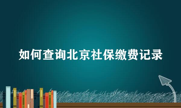 如何查询北京社保缴费记录