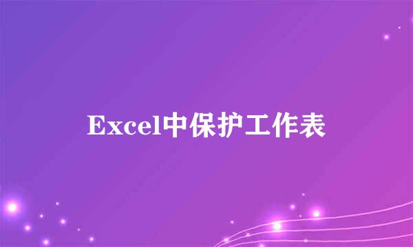 Excel中保护工作表