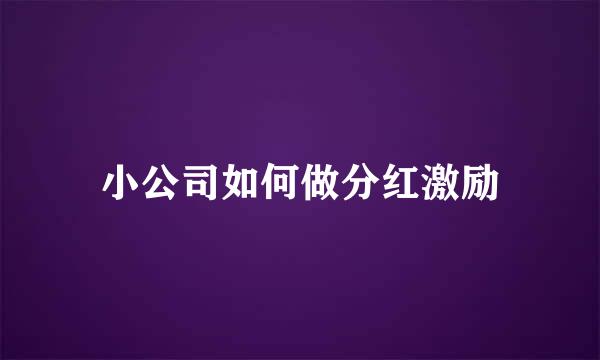 小公司如何做分红激励