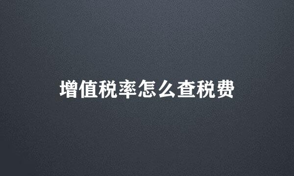 增值税率怎么查税费