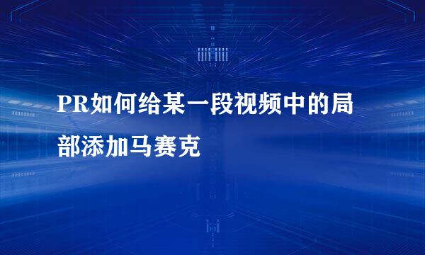PR如何给某一段视频中的局部添加马赛克