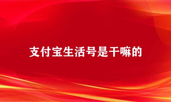 支付宝生活号是干嘛的
