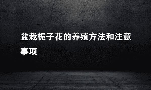 盆栽栀子花的养殖方法和注意事项
