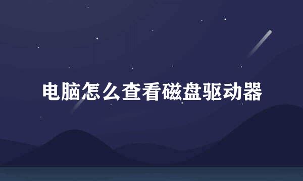 电脑怎么查看磁盘驱动器