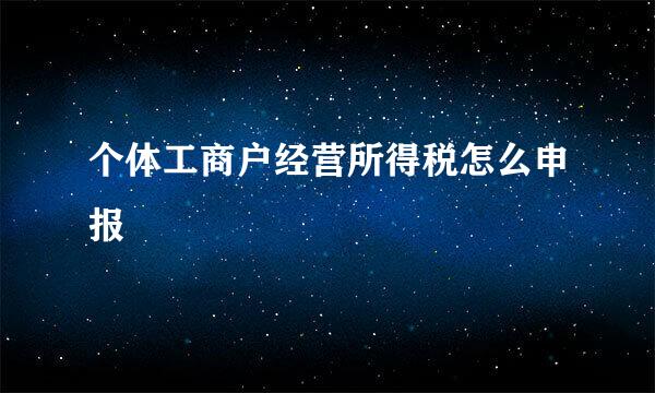 个体工商户经营所得税怎么申报