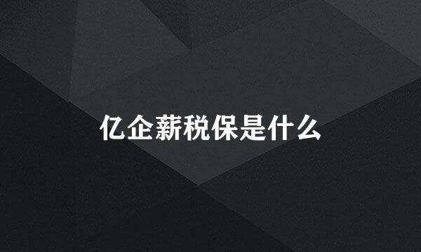 亿企薪税保是什么