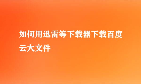 如何用迅雷等下载器下载百度云大文件