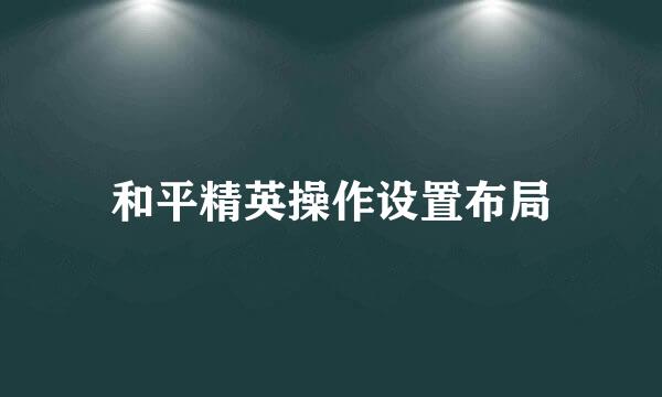 和平精英操作设置布局
