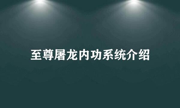 至尊屠龙内功系统介绍