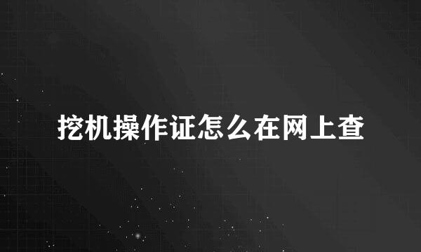 挖机操作证怎么在网上查