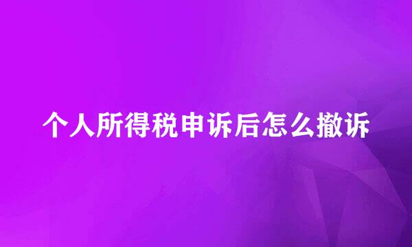 个人所得税申诉后怎么撤诉
