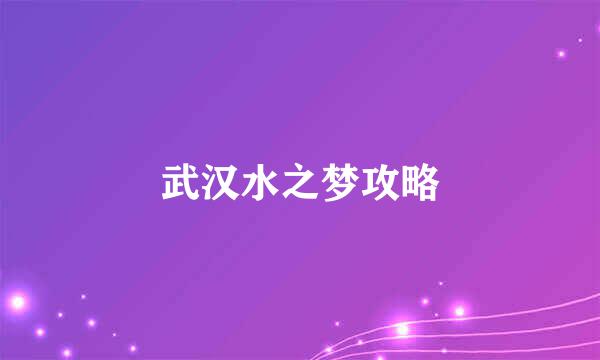 武汉水之梦攻略