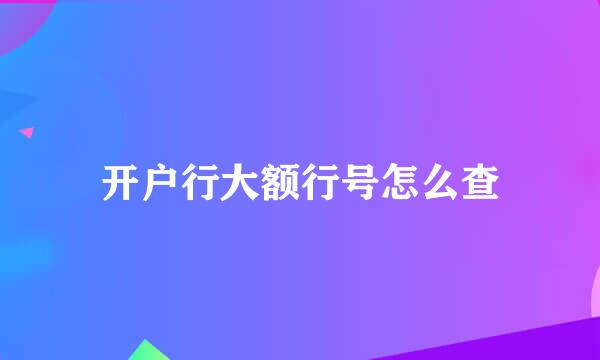 开户行大额行号怎么查