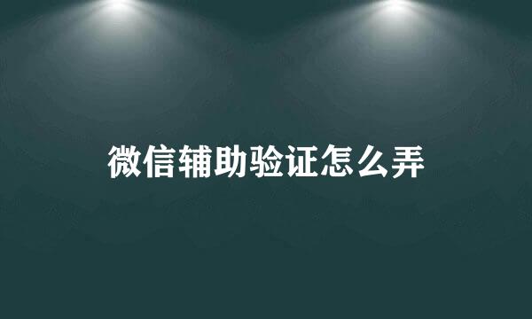 微信辅助验证怎么弄