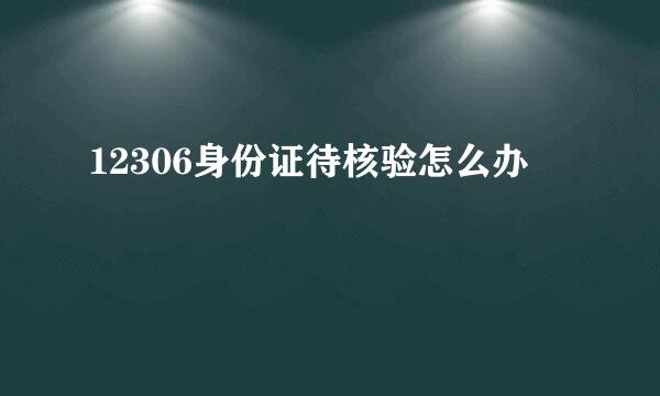 12306身份证待核验怎么办