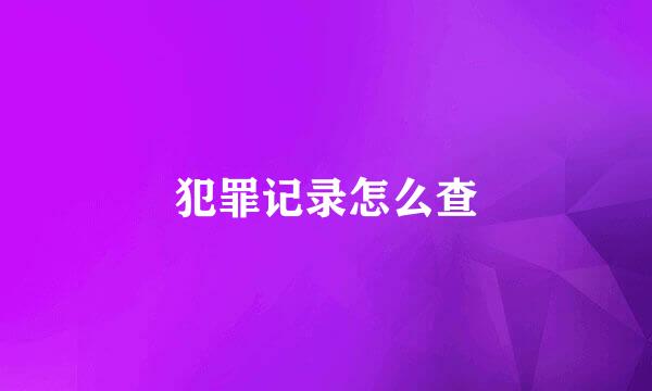 犯罪记录怎么查