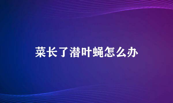 菜长了潜叶蝇怎么办