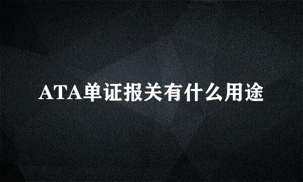 ATA单证报关有什么用途