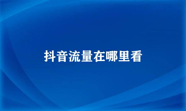 抖音流量在哪里看