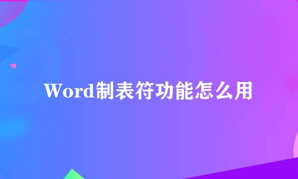 Word制表符功能怎么用