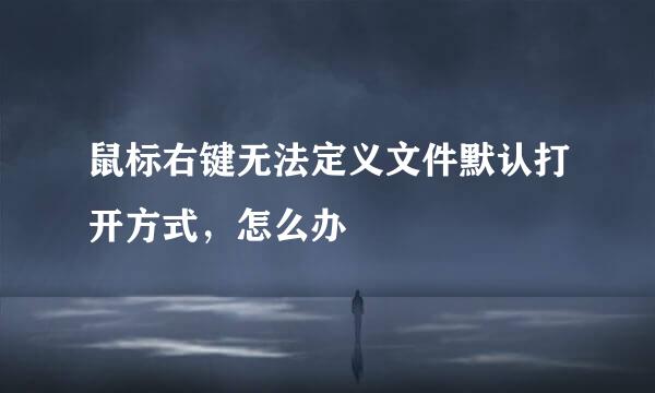 鼠标右键无法定义文件默认打开方式,怎么办